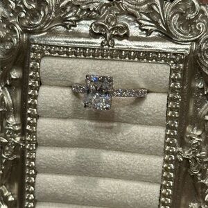 SZ 8.75 - 4ct Moissanite Hidden Halo Iced Radiant Cut Ring